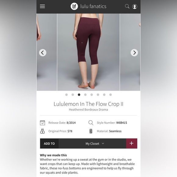 Lululemon In The Flow Crop II Size 4 - Picture 7 of 8